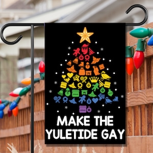 LGBTQ Christmas Pride Yuletide Gay Yard House Flag Rainbow Holiday Lesbian Bi Trans Non Binary Ally Gift Exchange Political Secret Santa