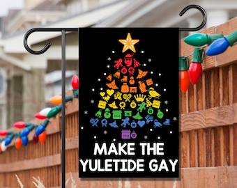 LGBTQ Christmas Pride Yuletide Gay Yard House Flag Rainbow Holiday Lesbian Bi Trans Non Binary Ally Gift Exchange Political Secret Santa