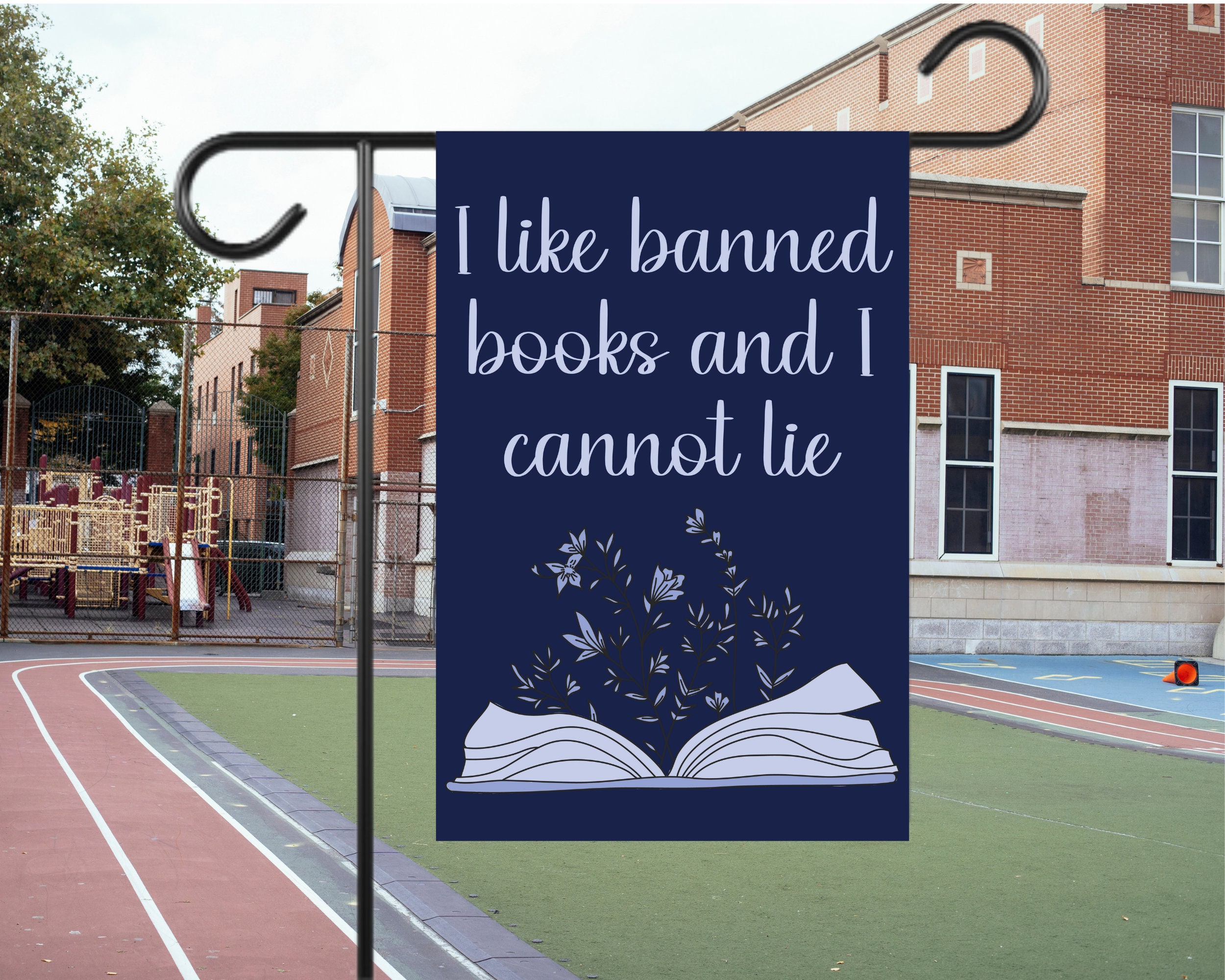 I Like Banned Books Yard Flag Boho Farmhouse Feminine Decor Gift for Mom Teacher Librarian Back to School Supplies Liberal Political Sign