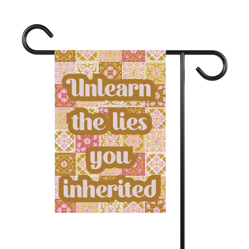 Liberal Progressive Unlearn Lies Inherited Yard Flag Anti Republican Democrat Grandma Core Quilt Aesthetic Garden Banner Summer Porch Decor