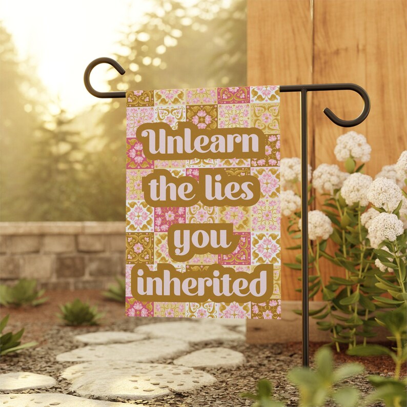 Liberal Progressive Unlearn Lies Inherited Yard Flag Anti Republican Democrat Grandma Core Quilt Aesthetic Garden Banner Summer Porch Decor
