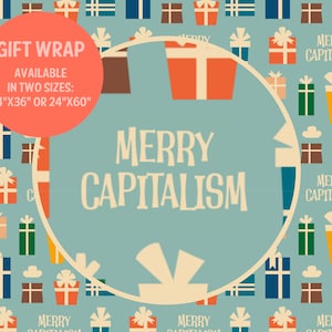 Feliz capitalismo político natal liberal esquerdista socialista ativista embrulho de presente de feriado progressista democrata papel de embrulho coma os ricos