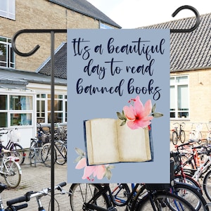 It&#39;s A Beautiful Day To Read Banned Books Yard Flag Boho Minimalist Flower Anti Ban Political Lawn Sign Liberal Gift Teacher Mom Justice