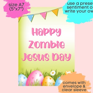 Happy Zombie Jesus Day Easter Pagan Greeting Card Bunny Egg Atheist Agnostic Equality Liberal Political Funny Sarcastic Rude Christian Gift image 2