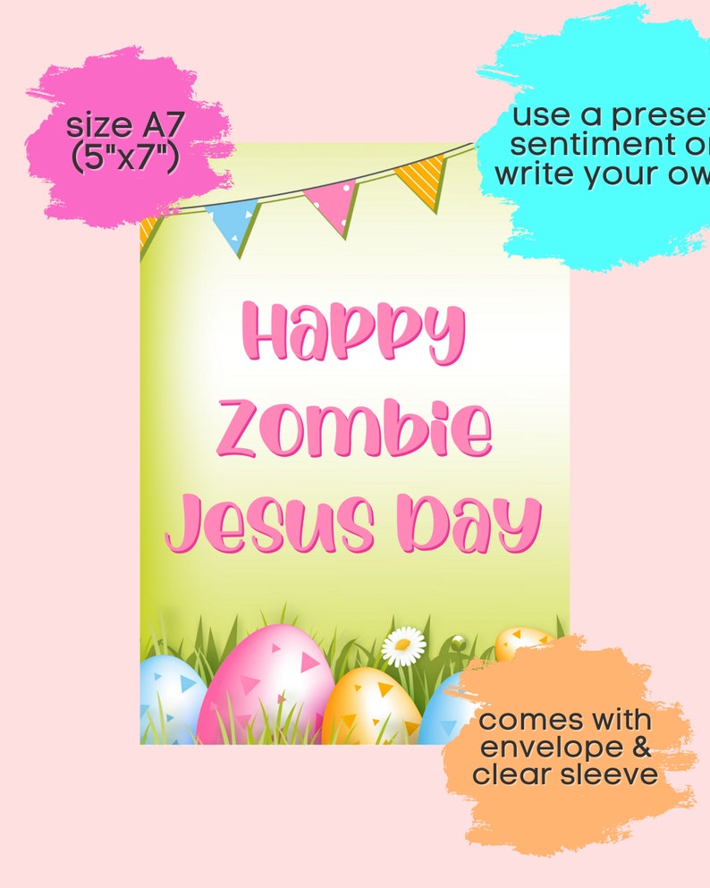 Happy Zombie Jesus Day Easter Pagan Greeting Card Bunny Egg Atheist Agnostic Equality Liberal Political Funny Sarcastic Rude Christian Gift image 2