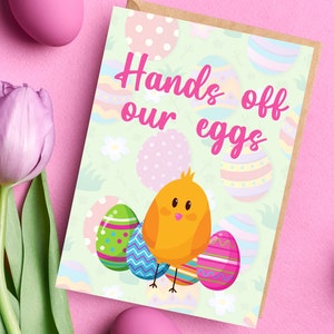Hands Off Our Eggs Osterküken Grußkarte Feminist Pro Wahl Roe Frühling Gleichheit Mädchenmacht Politisch Lustige Aktivist Unhöfliches Geschenk