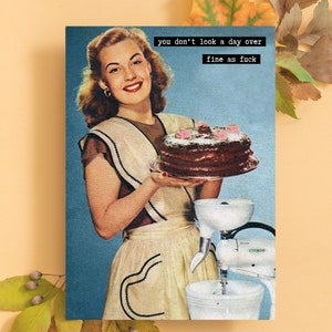 Você não olha um dia acima do cartão de aniversário vintage 50's meados do século mcm retrô engraçado snarky rude amigo namorada esposa cartão de felicitações