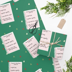 Feministische Wunschliste Geschenkpapier / Feminismus-Weihnachtsgeschenkpapier / Frauenrechte-Urlaubsdekor / Pro Roe Wahl / Entgeltgleich / Fortschrittlich