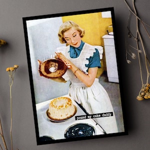 パウンド・マイ・ケーキ・パパ、MCM、夫、レトロ、夫婦、主婦、記念日、誕生日、失礼、面白い、皮肉、下品、不適切なグリーティングカード