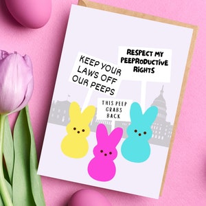 Feministische Protest Marshmallow Ostern Candy Bunny Grußkarte Feministische Peep Pro Choice Roe Spring Riot DC Gleichheit Liberal Politisch Lustig