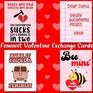 Feminismus Anti Patriarchy Galentine Valentine Austausch Mini Karten Gleichheit Körperliche Autonomie soziale Gerechtigkeit Frauen Ermächtigung Politisch Lustig