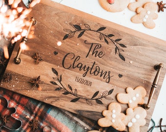 Personalized Serving Tray | Christmas Gift | Wooden Tray | Custom Serving Tray With Handles | Kitchen Decor | Housewarming Gift