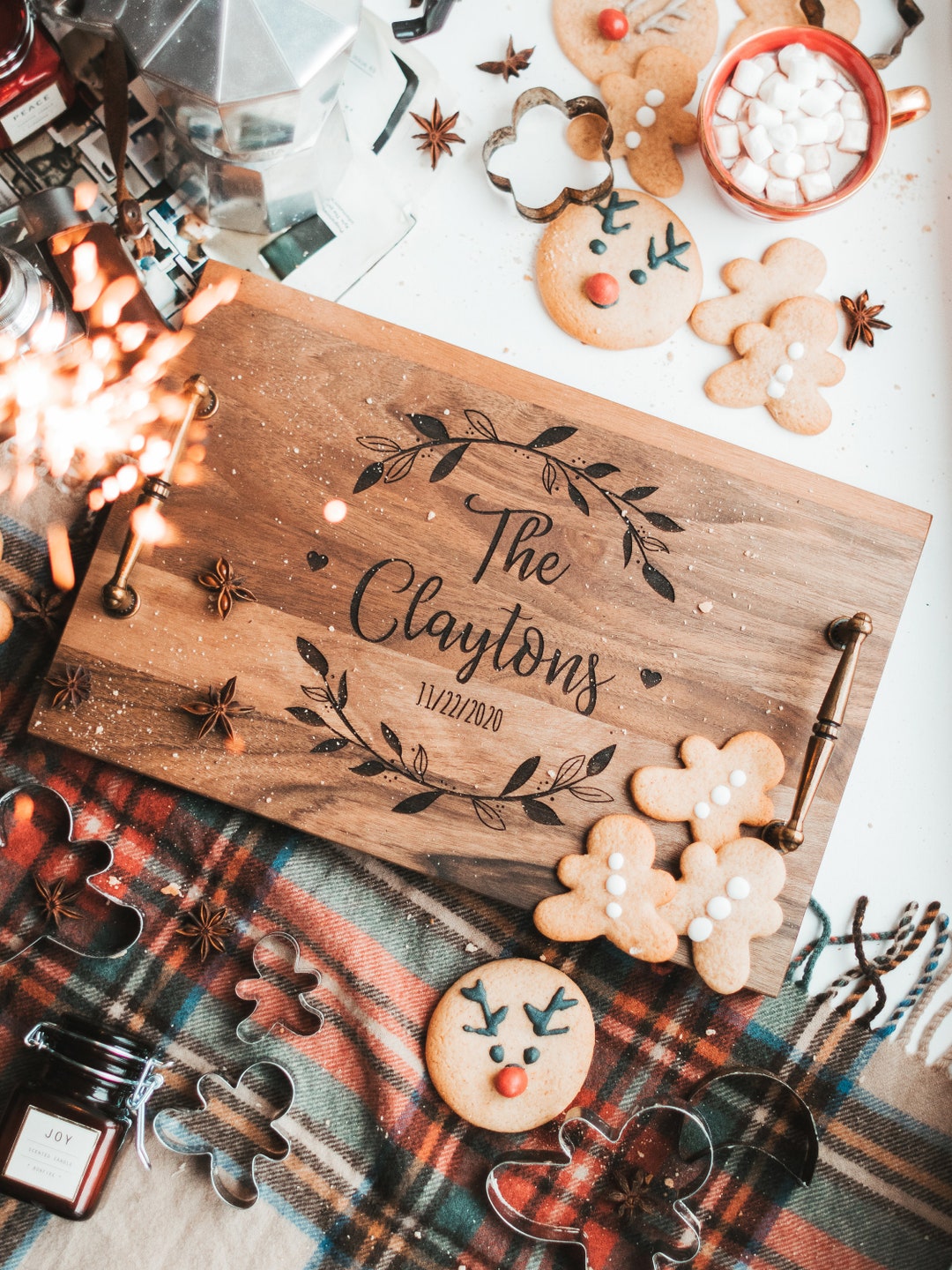 Personalized Serving Tray Christmas Gift Wooden Tray Custom Serving