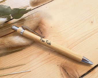 Ballpoint pen customizable | Pen | Ballpoint pen | Bamboo wood | Laser engraving