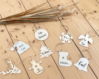 Weihnachtsbaumanhänger personalisiert mit Lasergravur | Holzanhänger | Baumschmuck | Christbaumdeko