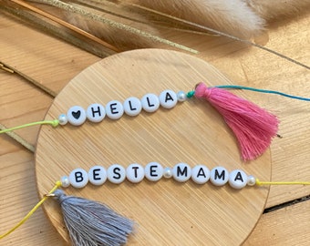Bracelet personalized tassel | macrame closure | adjustable | customizable | white/black