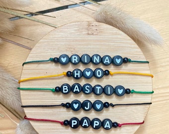 Personalized bracelet | Macrame clasp | adjustable | customizable | black/white