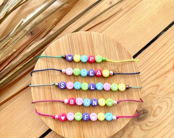 Personalized bracelet | Macrame clasp | adjustable | customizable | colorful-white