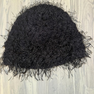 Handmade crochet faux fur beanie hat