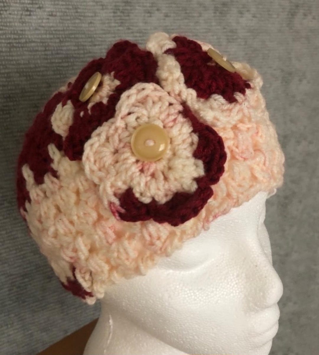 Handmade Crochet Beanie Hat With Crochet Flowers - Etsy