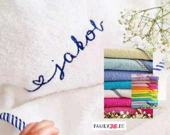 Hooded towel embroidered with name - in 20 colors - 100 cm x 100 cm - gift for birth, baptism, baby gift, personalization embroidered