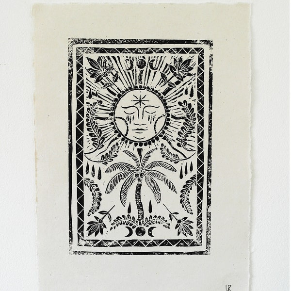 Sun | Universe | Lino Print | Art Print