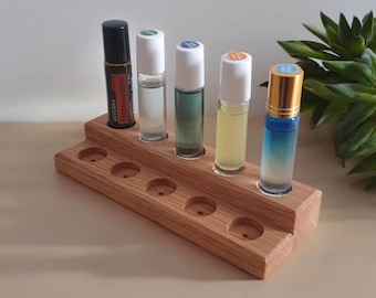 Essential Oil 10ml Holder In Oak or Sapele Handmade Storage 10 x dōTERRA Rollerball Bottle Display