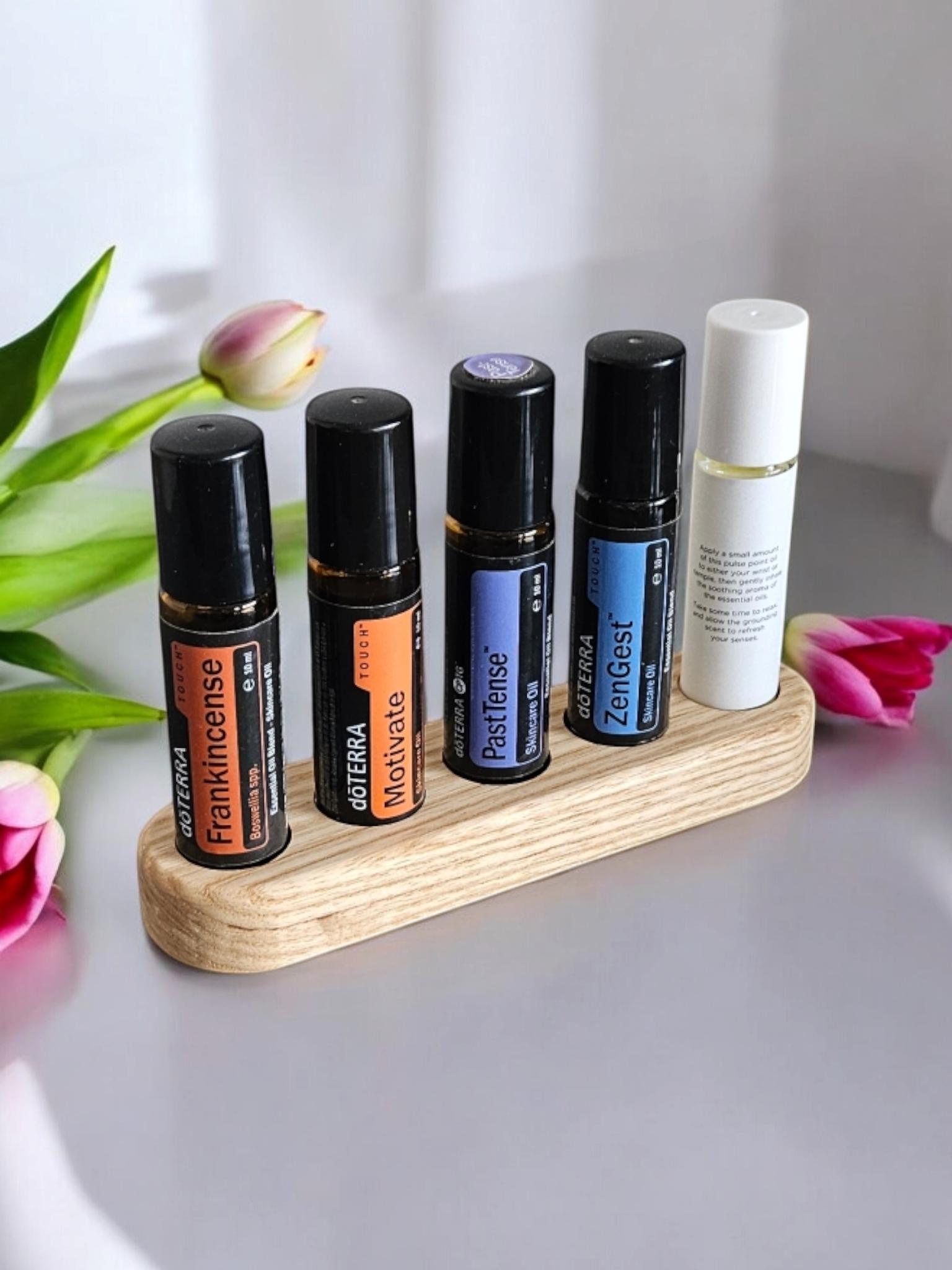 Essential Oil 10ml Pulse Point x5 Bottle Holder In Ash Handmade Rollerball Storage Doterra display