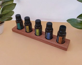 Essential Oil 15ml Holder In Oak or Sapele Handmade Storage 5 dōTERRA Bottle Display