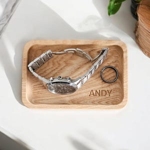 Personalised Name Catch All Tray in Ash Unique Organising Tray for Keys & Accessories or Jewellery, Custom Name Engraving - Home Decor