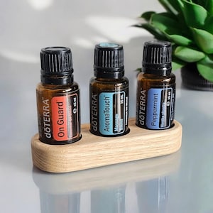 Essential Oil 15ml Pulse Point x3 Bottle Holder In Ash Handmade Storage Doterra display