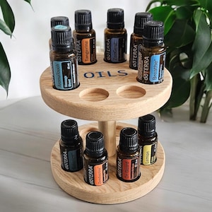 Essential Oil 15ml x16 Bottle Holder In Ash Handmade Tiered Storage Doterra display