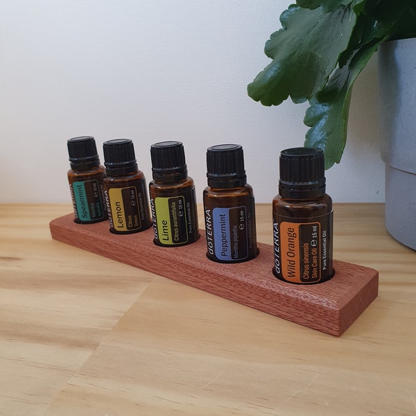 Essential Oil 15ml Holder In Oak or Sapele Handmade Storage 5 dōTERRA Bottle Display