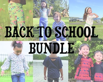 Back to School Sewing Pattern Bundle: Top, Skirt, Pants, Sweater (PDF)