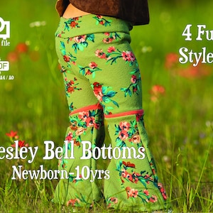 Presley Bell Bottoms Newborn-10yrs flared pants Digital PDF with Projector file