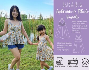 Mommy & Me Halter Dress Sewing Pattern Bundle (Digital Download)