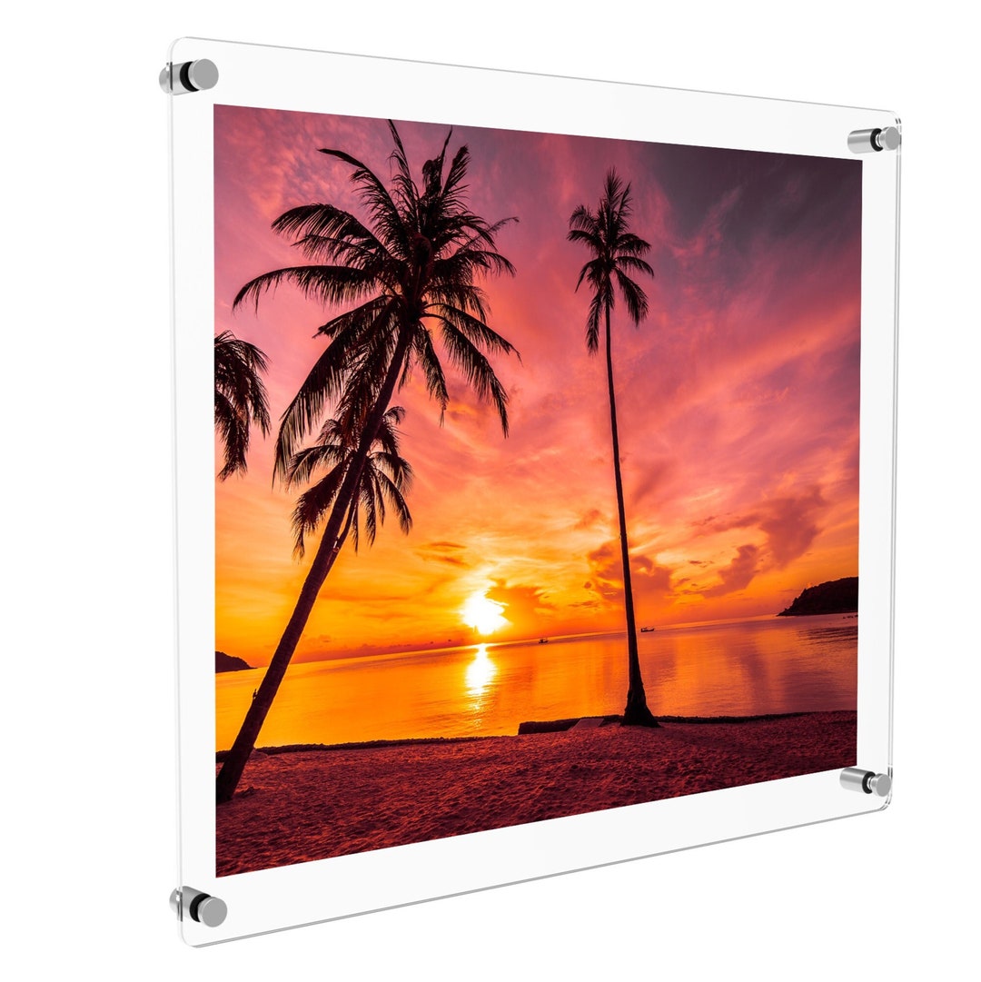 Double Panel Acrylic Floating Frames, Choose Your Custom Size stand