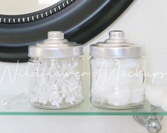 Glass Bathroom Jars Etsy