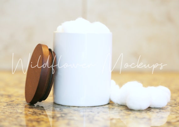 Bathroom Canister Storage Jar Mockup White With - White Storage Box With Wooden Lid Bathroom Canister Storage Jar Mockup White With - White Storage Box With Wooden Lid