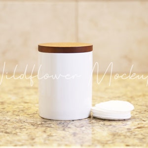 White Canister With Wooden Lid Mockup White Canister Mockup Etsy