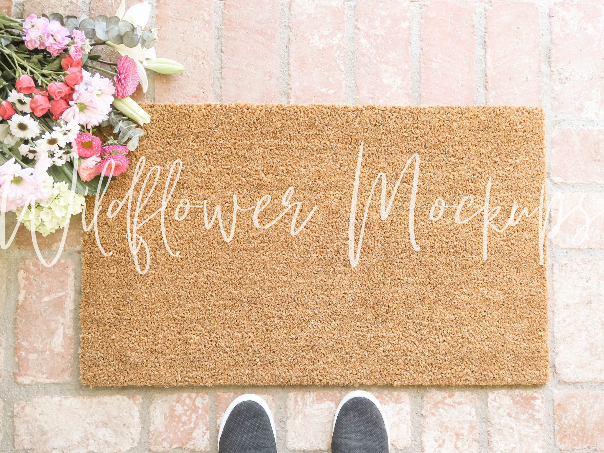 Download Coir Doormat Mockup Doormat with Flowers Mockup Blank | Etsy