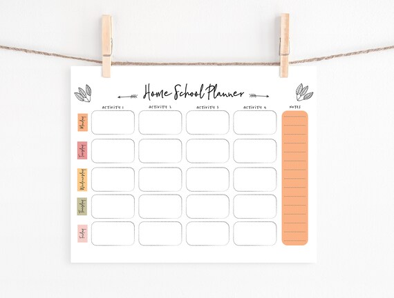 Home School Planner printable. Home Schooling diary. Weekly | Etsy