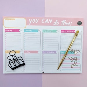 A4 Weekly Planner Desk Pad. 50 pages.Bright Pastel Deskpad. Weekly Planner A4. Pretty Pastel Desk Planner.