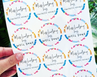 Personalised Teacher reward sticker. Modern teacher reward sticker. Teacher stationery. Feedback sticker. Student stickers