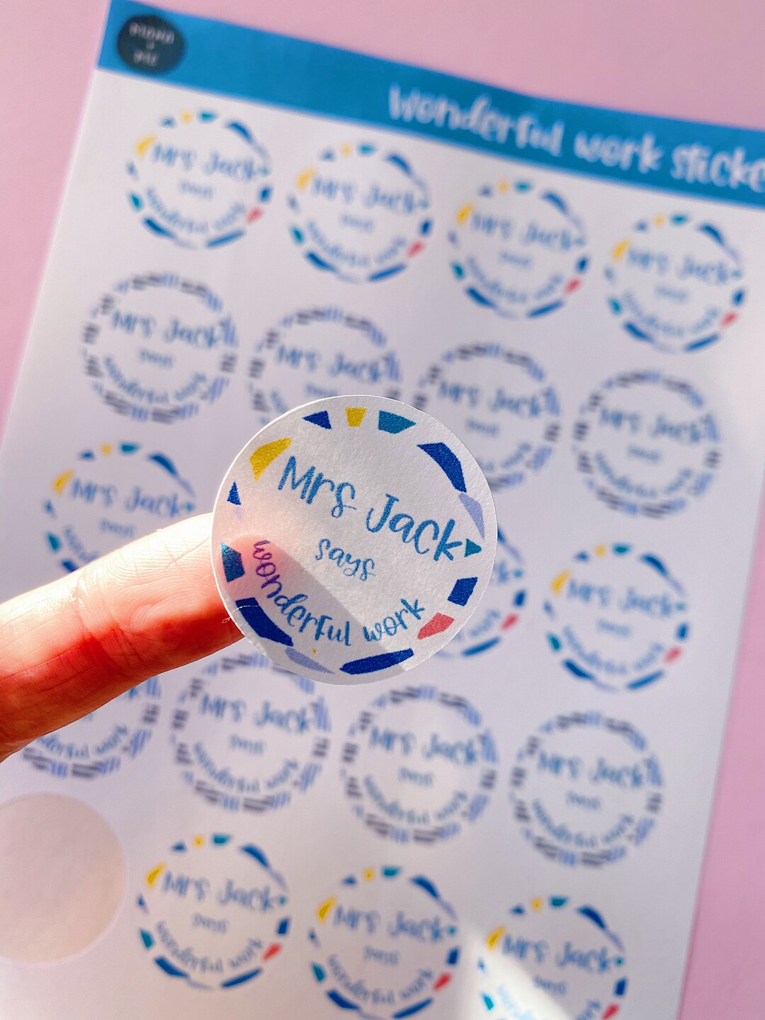 Personalised Wonderful Work Stickers. Personalised Teacher Stickers ...