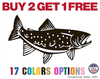 Trout Premium Waterproof Vinyl Decal Stickers for Laptop Phone Car Window Bumper Mug Cup Door Wall (BUY 2 GET 1 FREE)