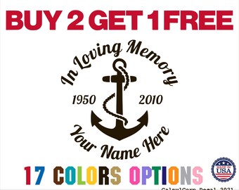 In Loving Memory Navy Premium Waterproof Vinyl Decal Stickers for Phone Car Window Bumper Mug Cup Door Wall (BUY 2 GET 1 FREE)