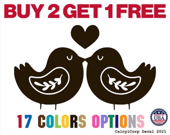 Lovebirds Birds Love Premium Waterproof Vinyl Decal Stickers for Laptop Phone Car Window Bumper Mug Cup Door Wall (BUY 2 GET 1 FREE)