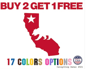 California Republic State Map Premium Waterproof Vinyl Decal Stickers for Laptop Phone Car Bumper Mug Cup Door Wall (BUY 2 GET 1 FREE)