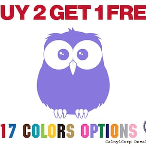 Funny Cute Little Owl Premium Waterproof Vinyl Decal Stickers for Laptop Phone Car Window Bumper Mug Cup Door Wall (BUY 2 GET 1 FREE)